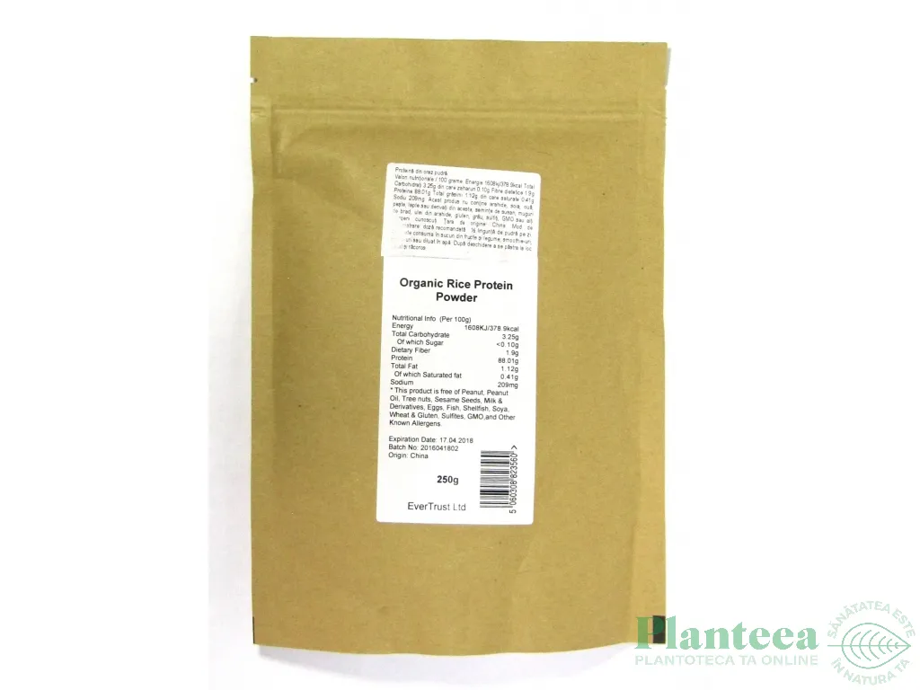 Pulbere proteica orez organica 250g - EVERTRUST