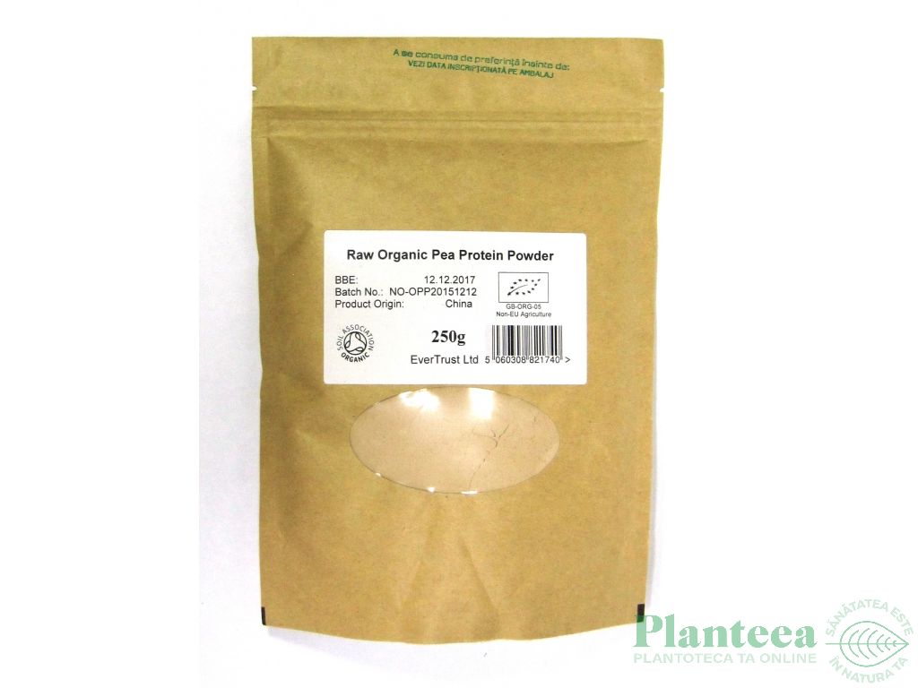 Pulbere proteica mazare raw organica 250g - EVERTRUST