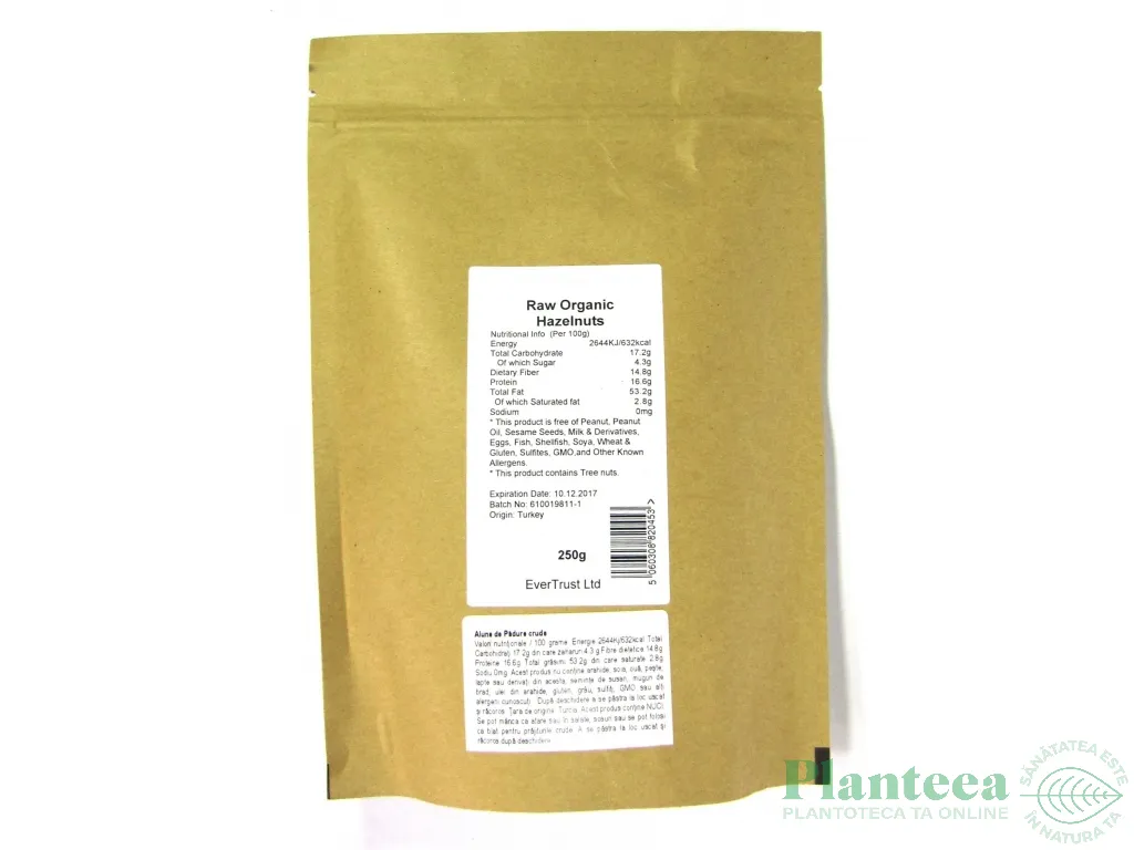 Alune padure crude intregi 250g - EVERTRUST