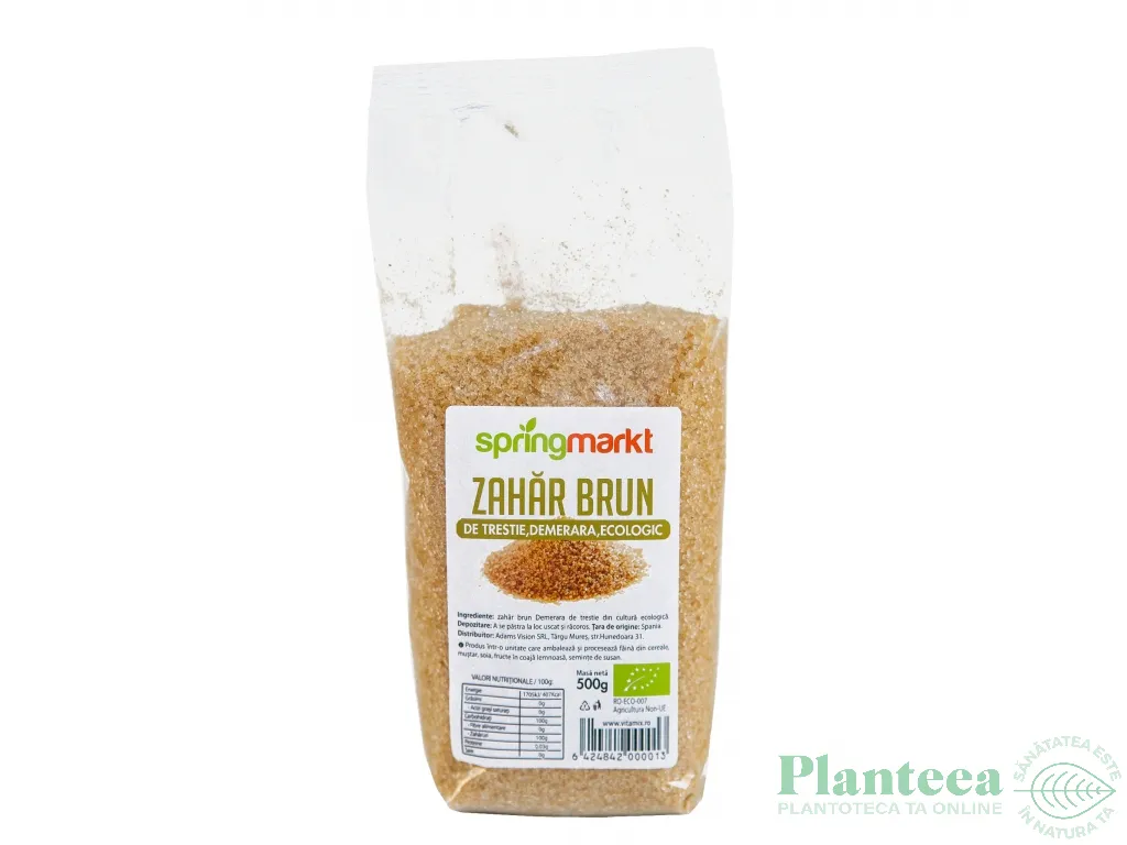 Zahar brun trestie Demerara eco 500g - SPRINGMARKT