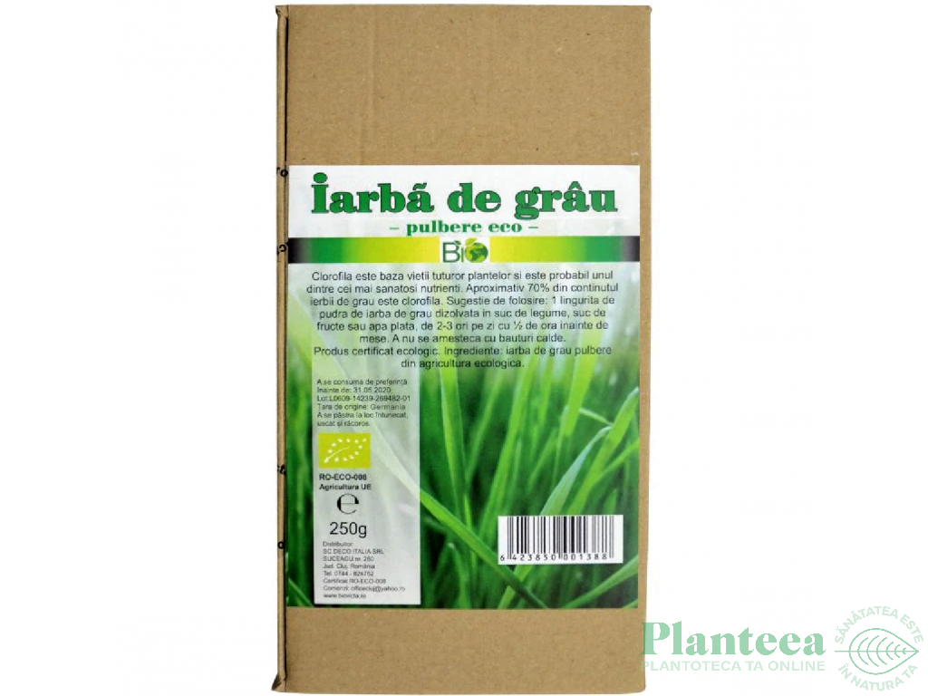 Pulbere iarba grau Germania bio 250g - DECO ITALIA