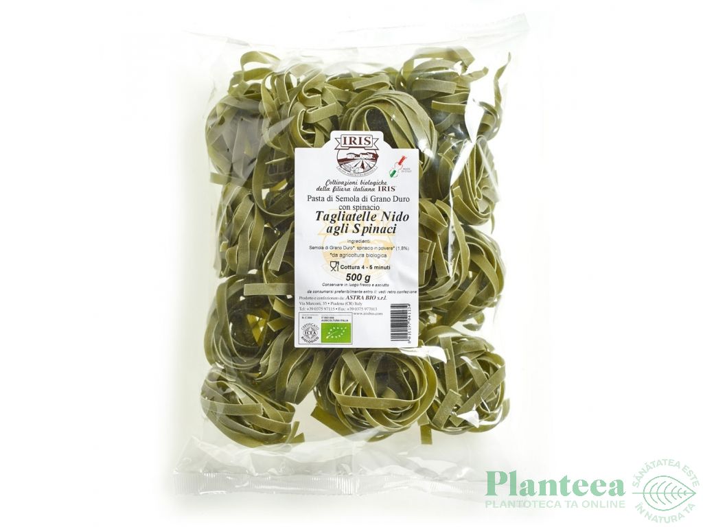 Paste tagliatelle cuib grau spanac eco 500g - IRIS BIO