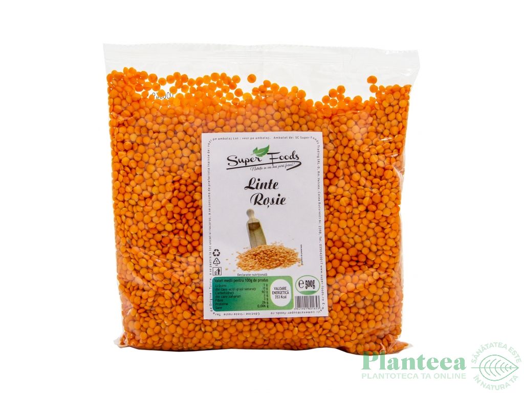 Linte rosie boabe 500g - SUPERFOODS