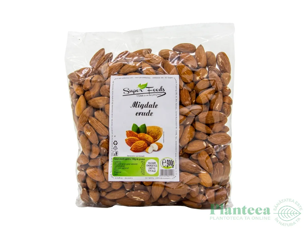 Migdale crude necojite 500g - SUPERFOODS
