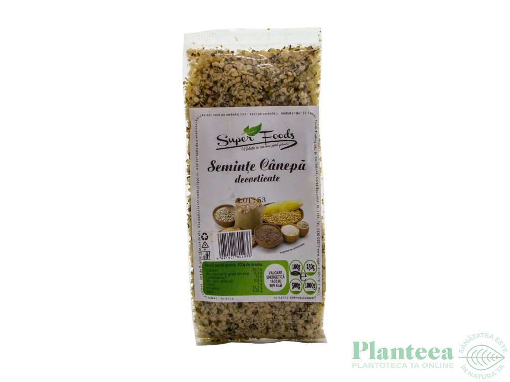 Seminte canepa decorticate 100g - SUPERFOODS