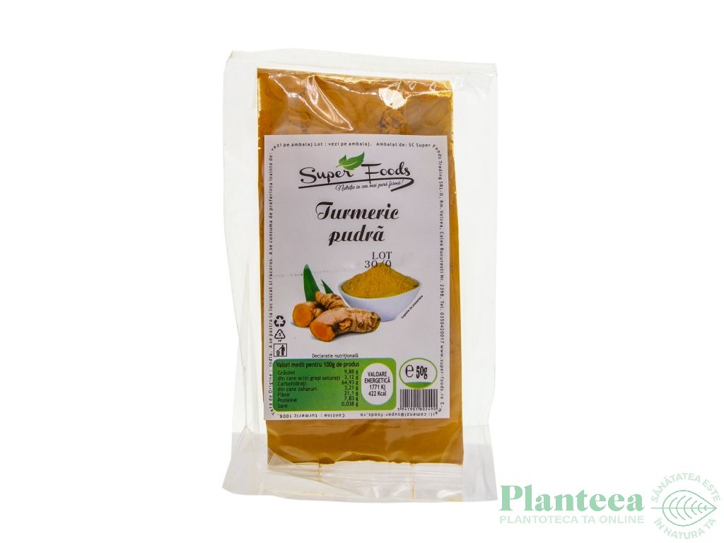 Condiment turmeric macinat 50g - SUPERFOODS