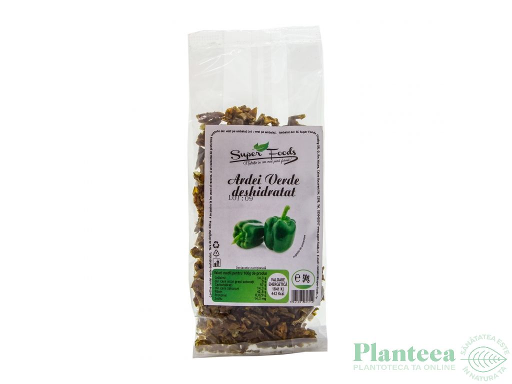 Ardei verde deshidratat 50g - SUPERFOODS