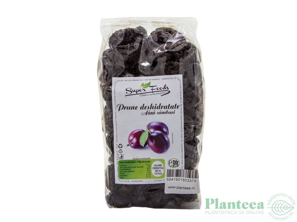 Prune uscate fara samburi 500g - SUPERFOODS