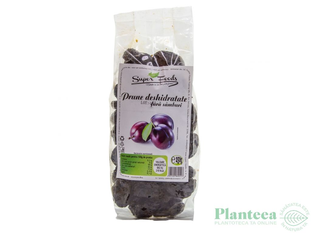 Prune uscate fara samburi 250g - SUPERFOODS