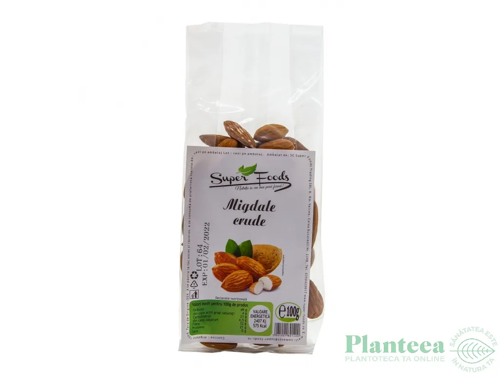 Migdale crude necojite 100g - SUPERFOODS