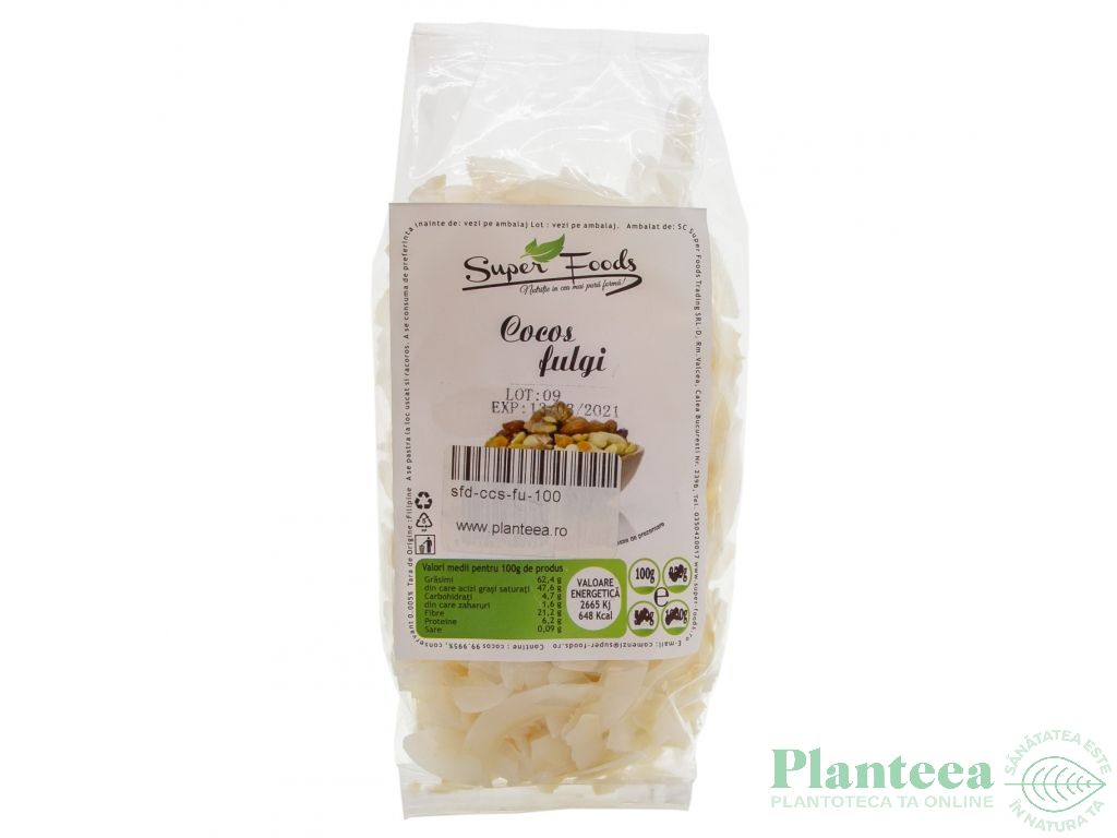 Cocos fulgi fara zahar 100g - SUPERFOODS