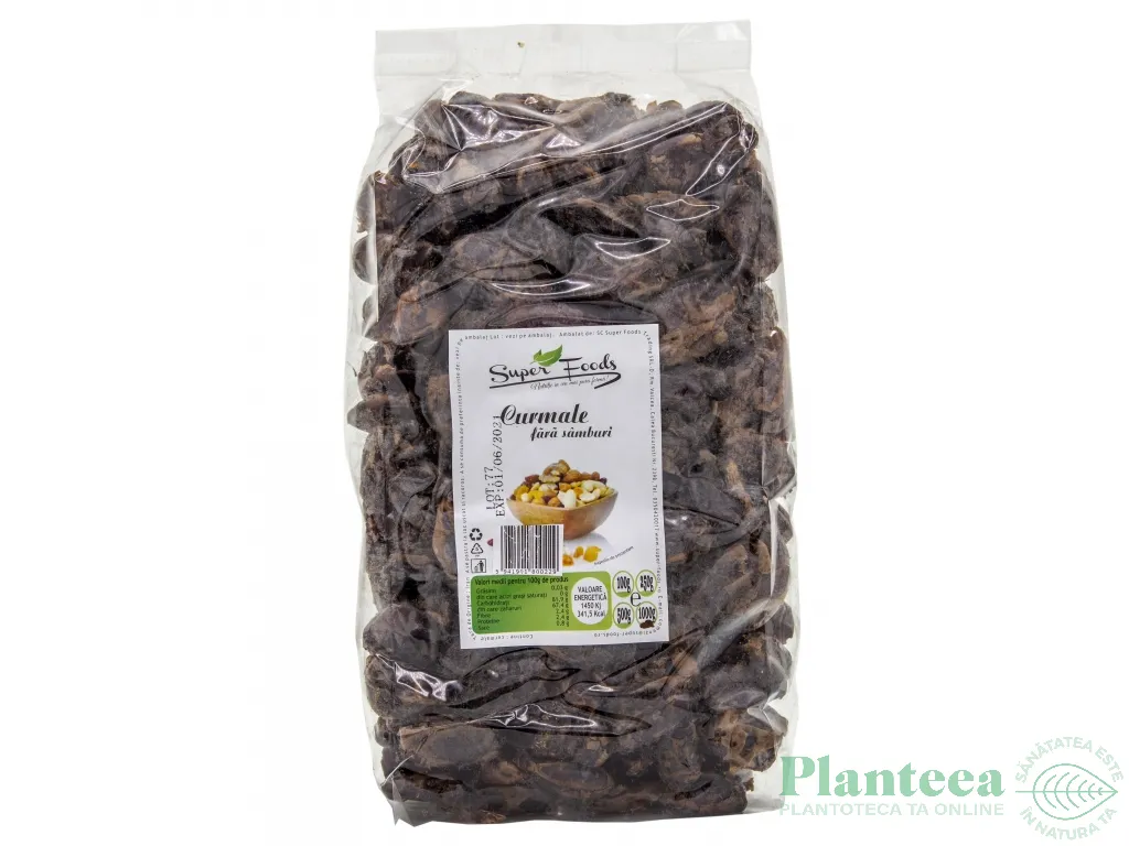 Curmale uscate fara samburi 1kg - SUPERFOODS