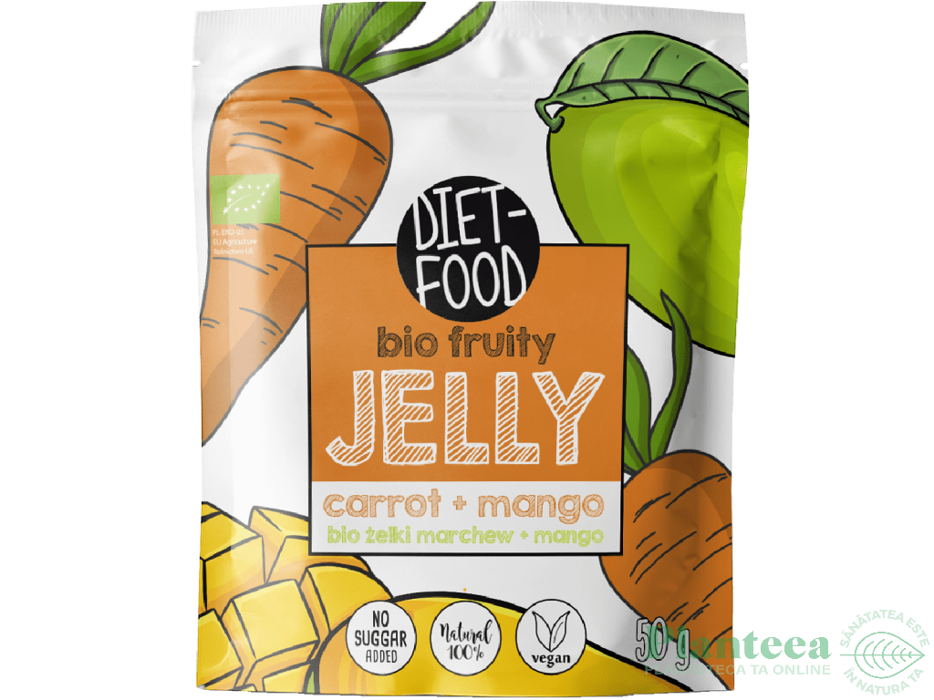 Jeleuri fructe vegane morcovi mango fara zahar eco 50g - DIET FOOD