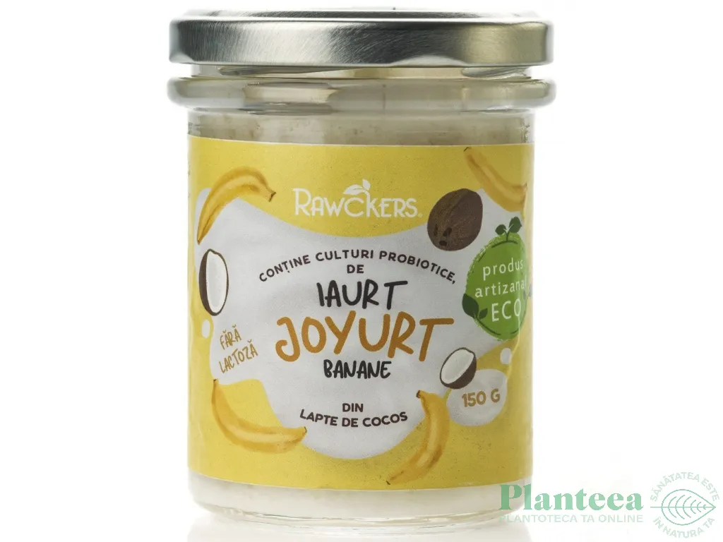 Iaurt vegan lapte cocos cu banane Joyurt eco 150g - RAWCKERS