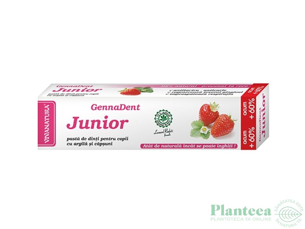 Pasta dinti anticarie copii capsuni Junior 80ml - VIVA NATURA
