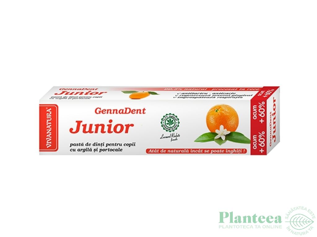 Pasta dinti anticarie copii portocale Junior 80ml - VIVA NATURA