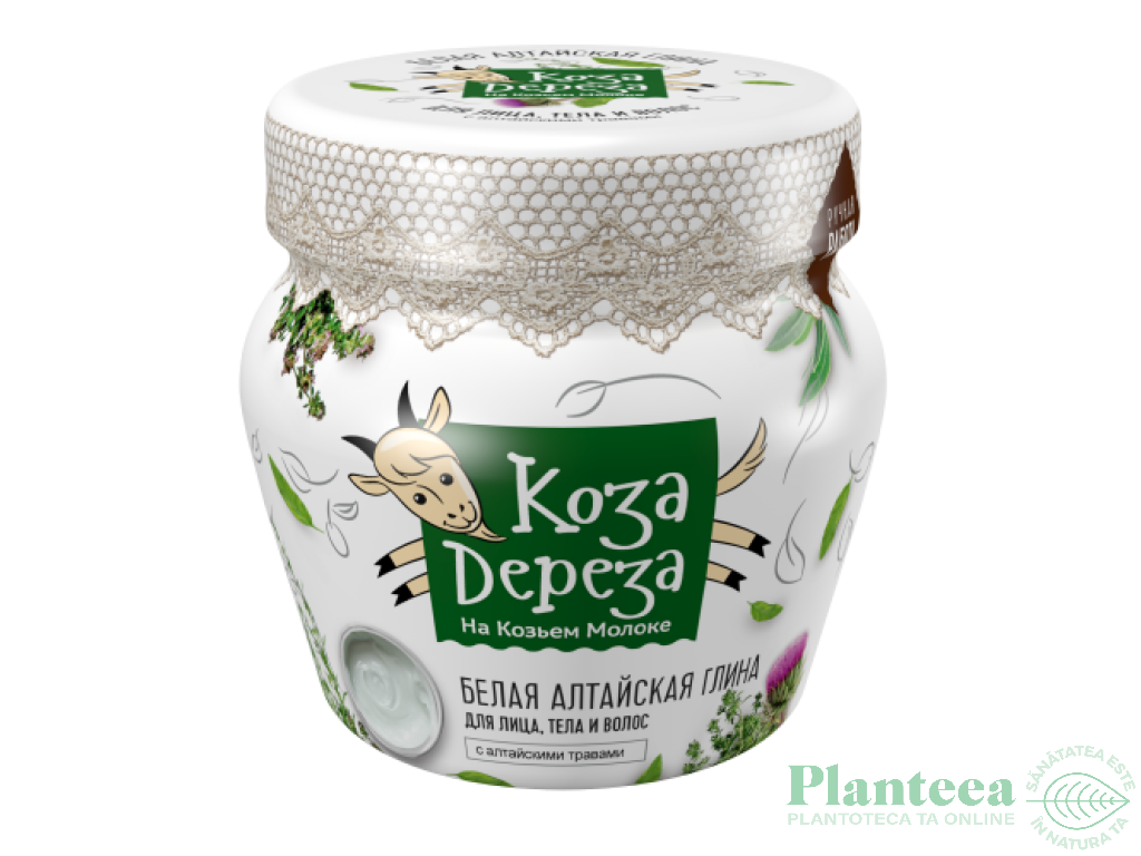 Argila cosmetica alba plante Altay lapte capra 175ml - KOZA DEREZA