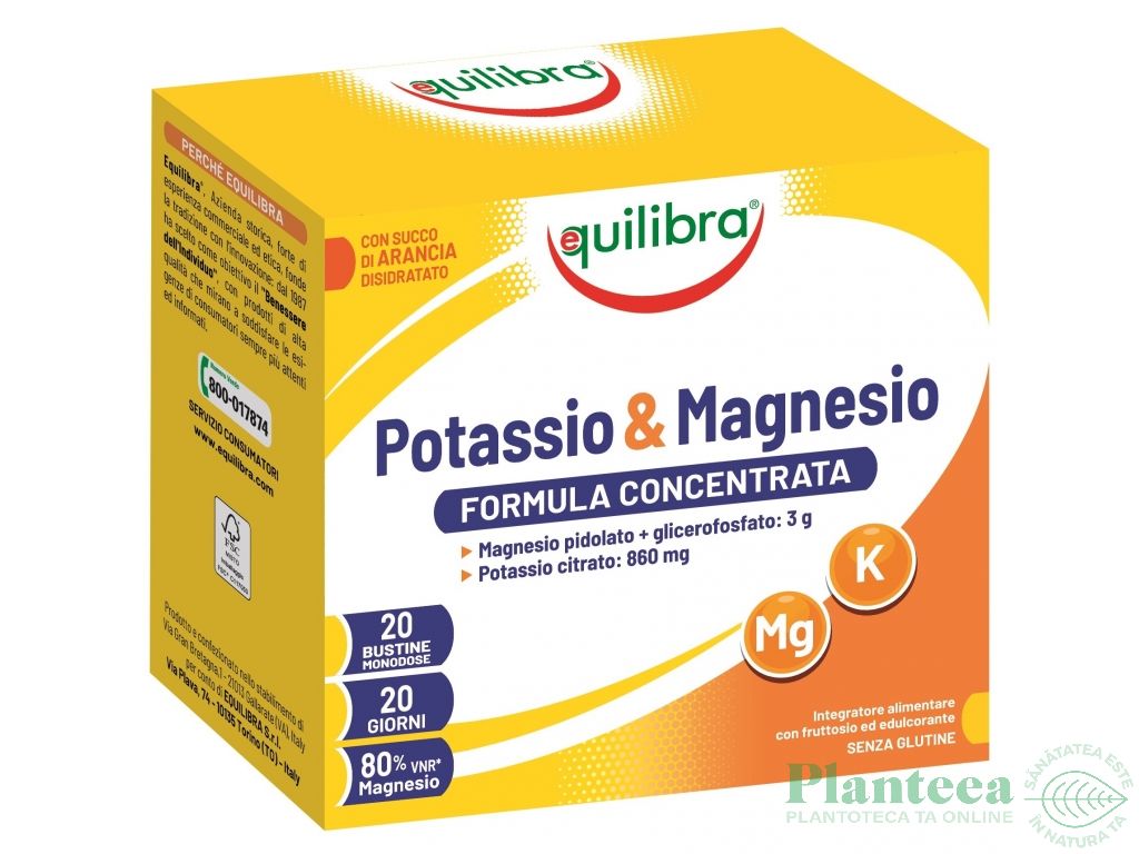 Potasiu Magneziu formula concentrata plicuri 20x7g - EQUILIBRA