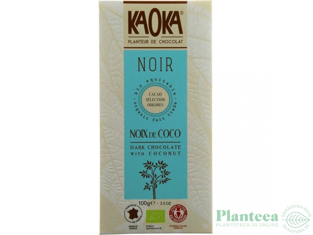 Ciocolata neagra 55% cocos eco 100g - KAOKA