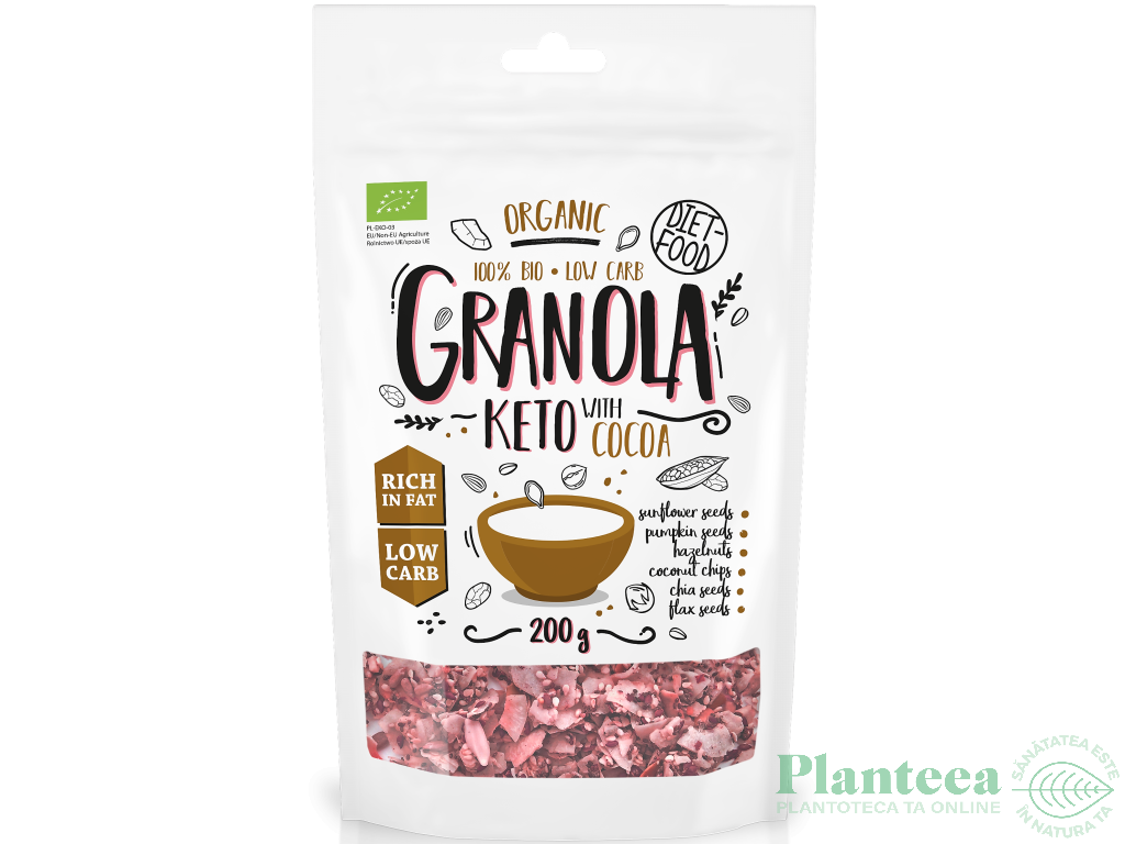 Granola keto cacao bio 200g - DIET FOOD