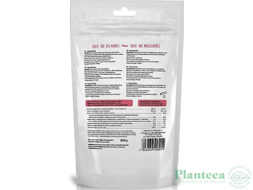 Granola keto clasic bio 200g - DIET FOOD