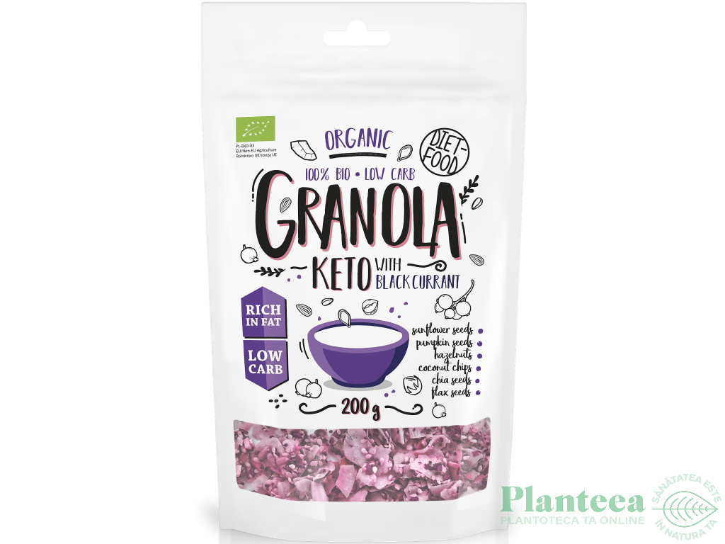 Granola keto coacaze negre bio 200g - DIET FOOD