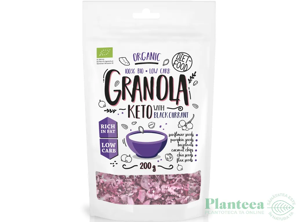 Granola keto coacaze negre bio 200g - DIET FOOD