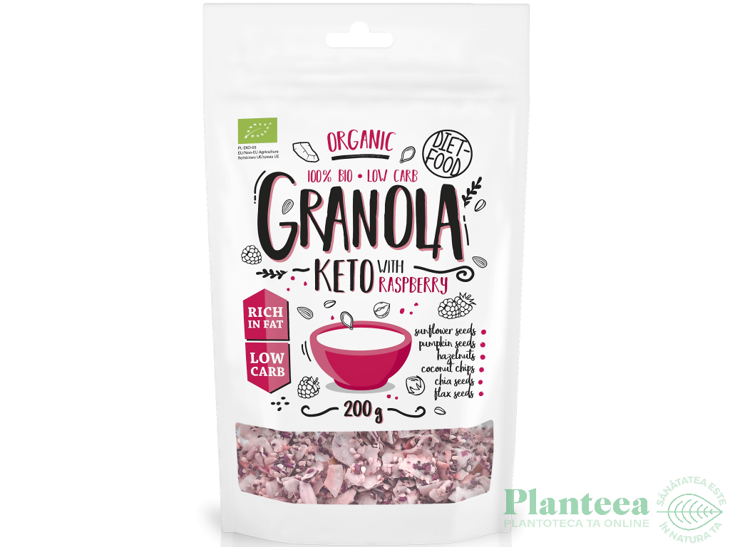 Granola keto zmeura bio 200g - DIET FOOD