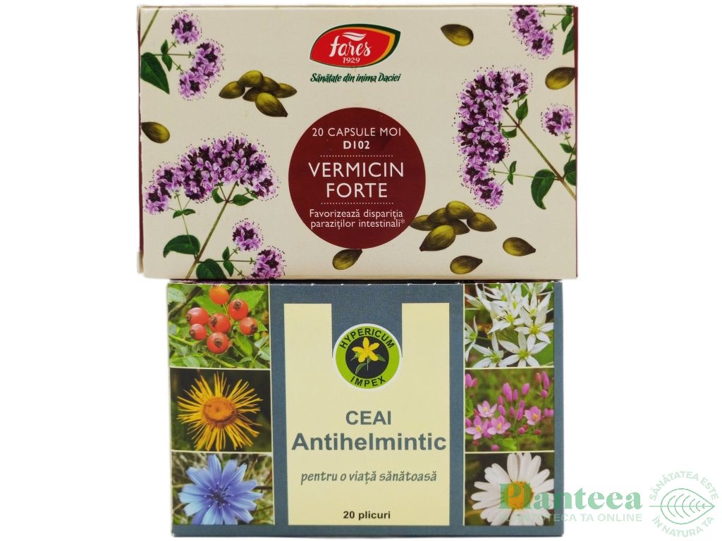 Kit AntiParazitar [Vermicin forte 20cps + Ceai antihelmintic 20dz] 2b - FARES/HYPERICUM