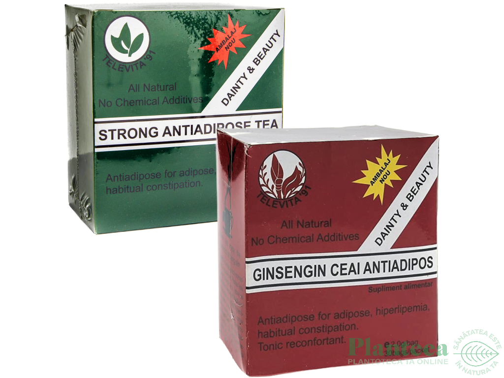 Kit Ceai AntiAdipos [Strong+Ginseng) 2x30dz - TELEVITA