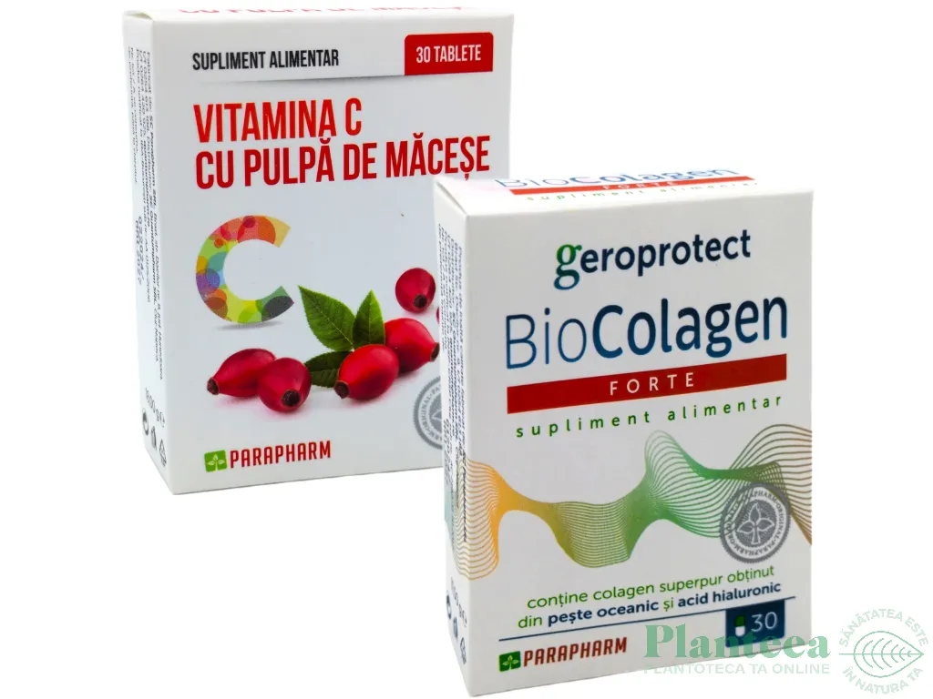 Kit Nutricosmetic Articular [BioColagen forte + Vitamina C macese] 2x30cp - PARAPHARM