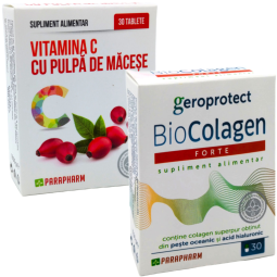 Kit Nutricosmetic Articular [BioColagen forte + Vitamina C macese] 2x30cp - PARAPHARM