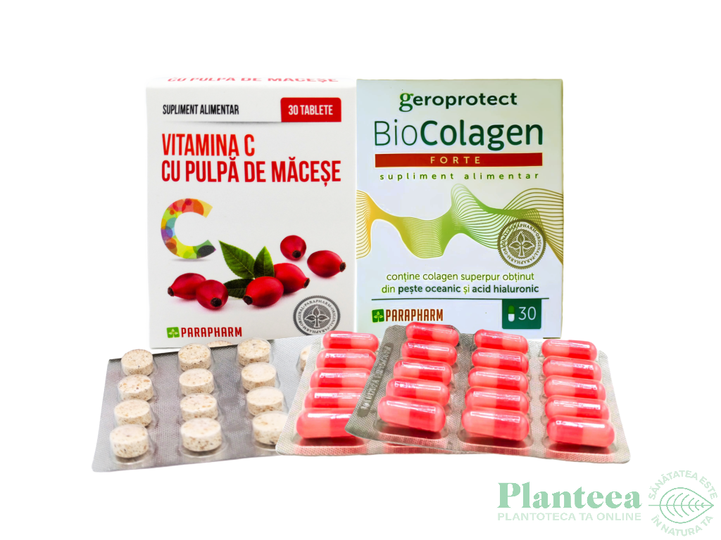 Kit Nutricosmetic Articular [BioColagen forte + Vitamina C macese] 2x30cp - PARAPHARM