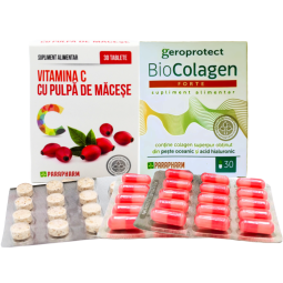 Kit Nutricosmetic Articular [BioColagen forte + Vitamina C macese] 2x30cp - PARAPHARM
