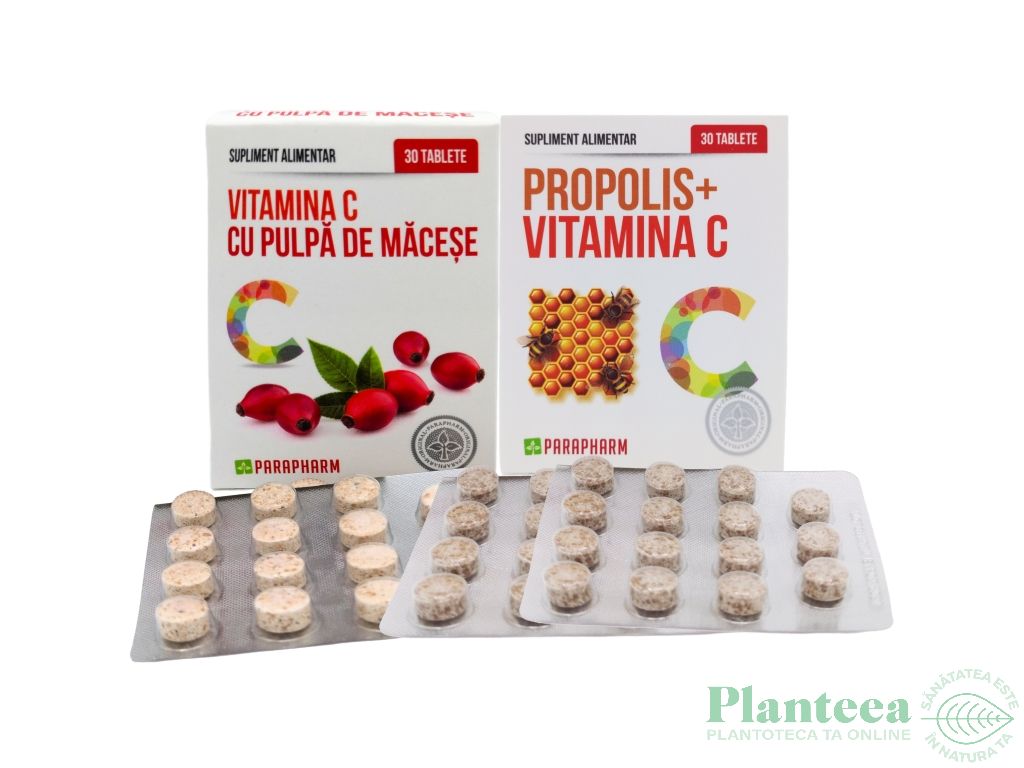 Kit Imunitate intensiva [Vitamina C macese + Propolis C] 2x30cp - PARAPHARM