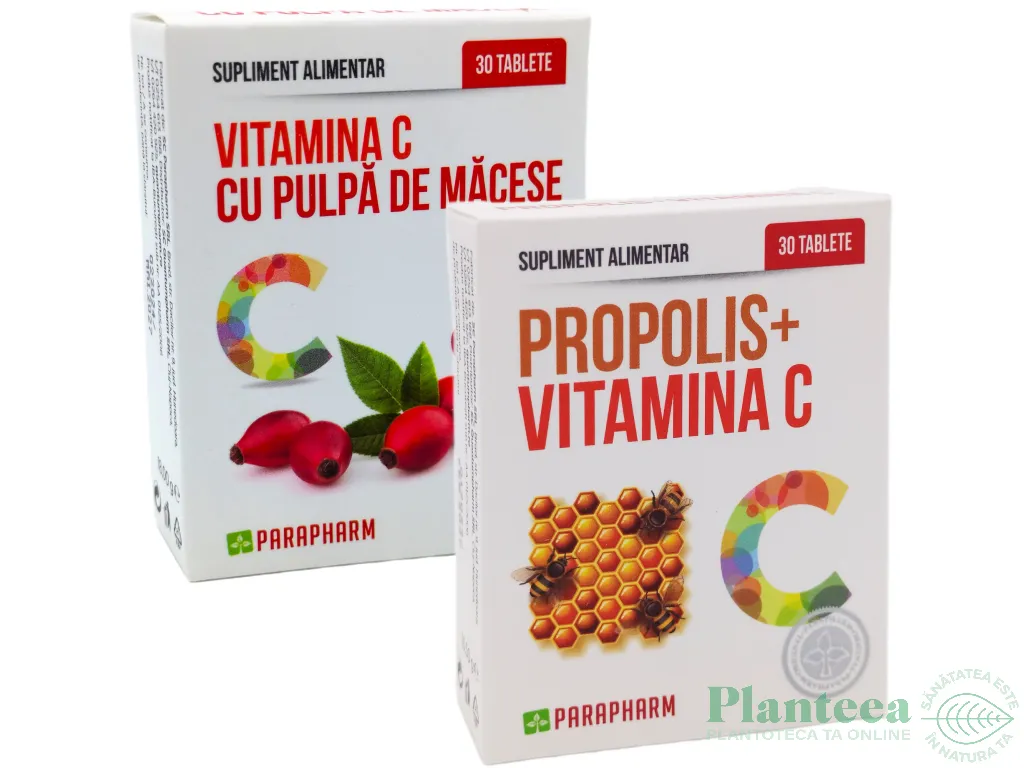 Kit Imunitate intensiva [Vitamina C macese + Propolis C] 2x30cp - PARAPHARM