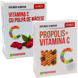 Kit Imunitate intensiva [Vitamina C macese + Propolis C] 2x30cp - PARAPHARM