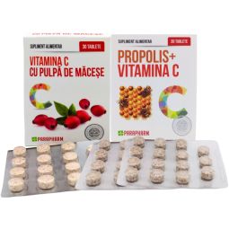 Kit Imunitate intensiva [Vitamina C macese + Propolis C] 2x30cp - PARAPHARM