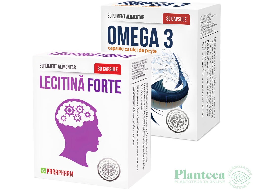 Kit Suport Cerebral & Colesterol [Lecitina forte + Omega3 ulei peste] 2x30cps - PARAPHARM