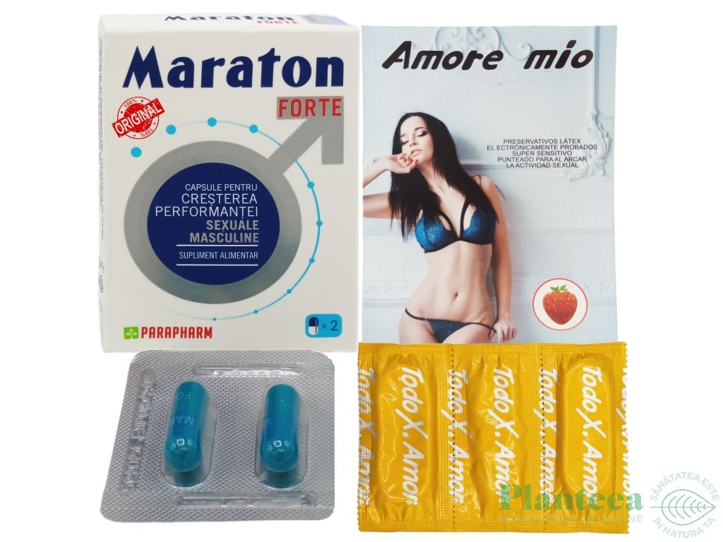 Kit Potenta aromata [Maraton folie 2cps + 3prezervative fructe] 2b - QUANTUM PHARM