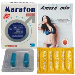 Kit Potenta aromata [Maraton folie 2cps + 3prezervative fructe] 2b - QUANTUM PHARM