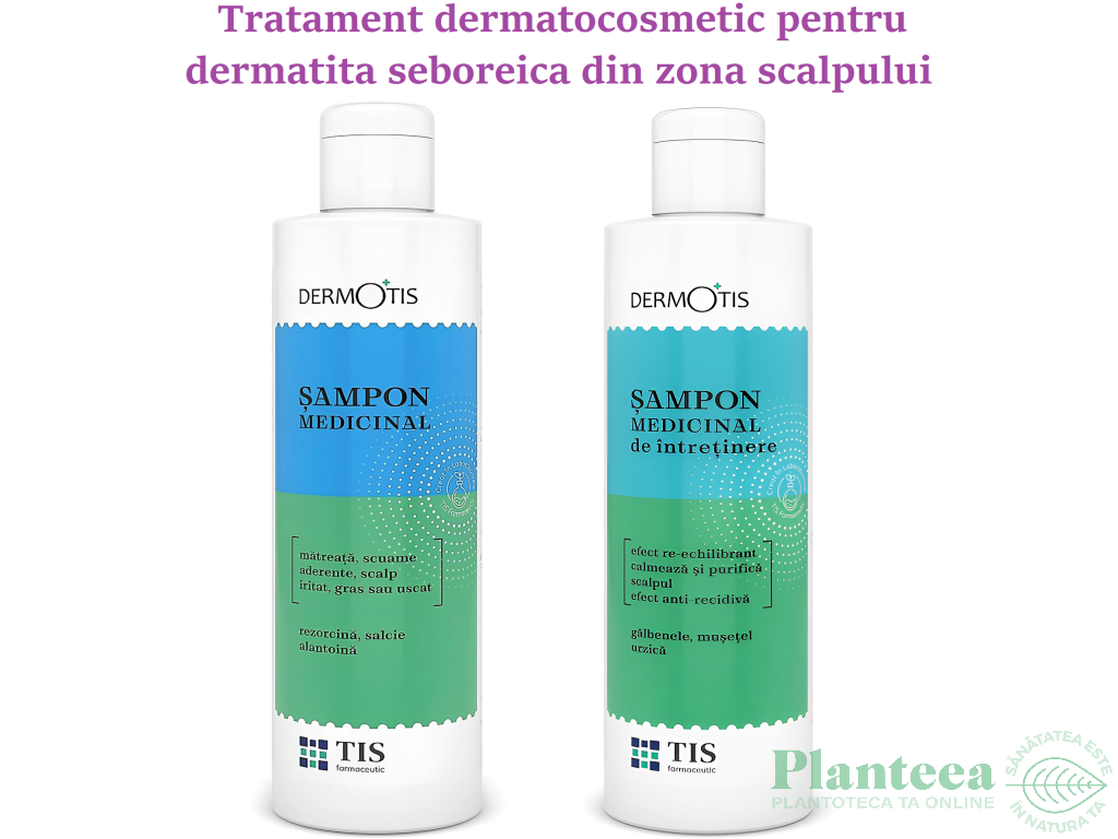 Kit Sampoane tratament dermatite [Rezorcina+Intretinere] DermoTis 2x120ml - TIS