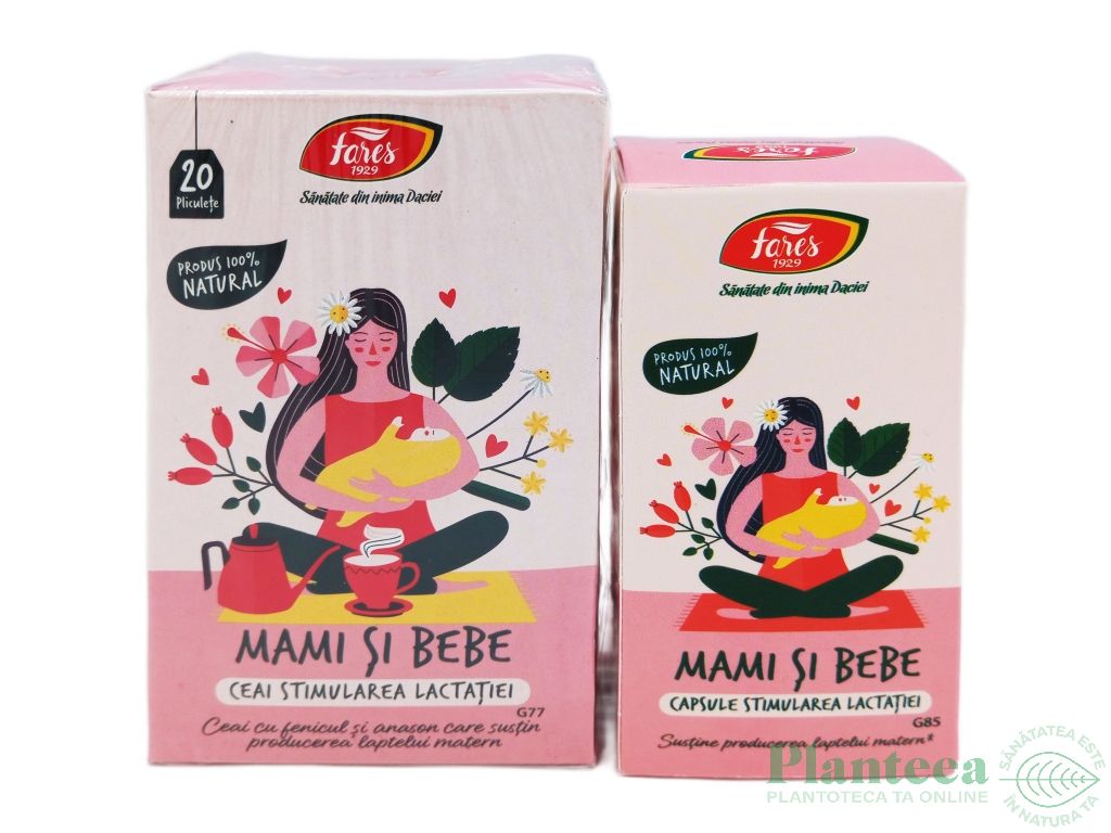 Kit Stimularea lactatiei Mami&Bebe[60cps+ceai 20dz] 2b - FARES