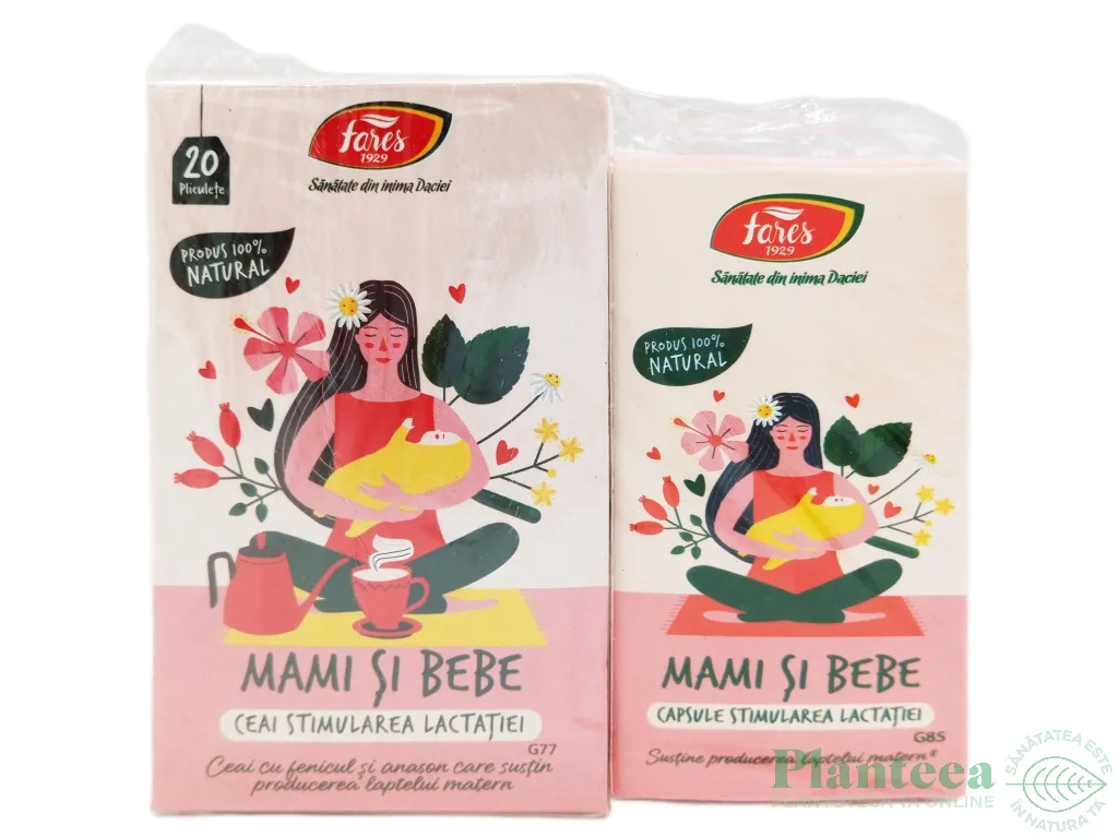 Kit Stimularea lactatiei Mami&Bebe[60cps+ceai 20dz] 2b - FARES