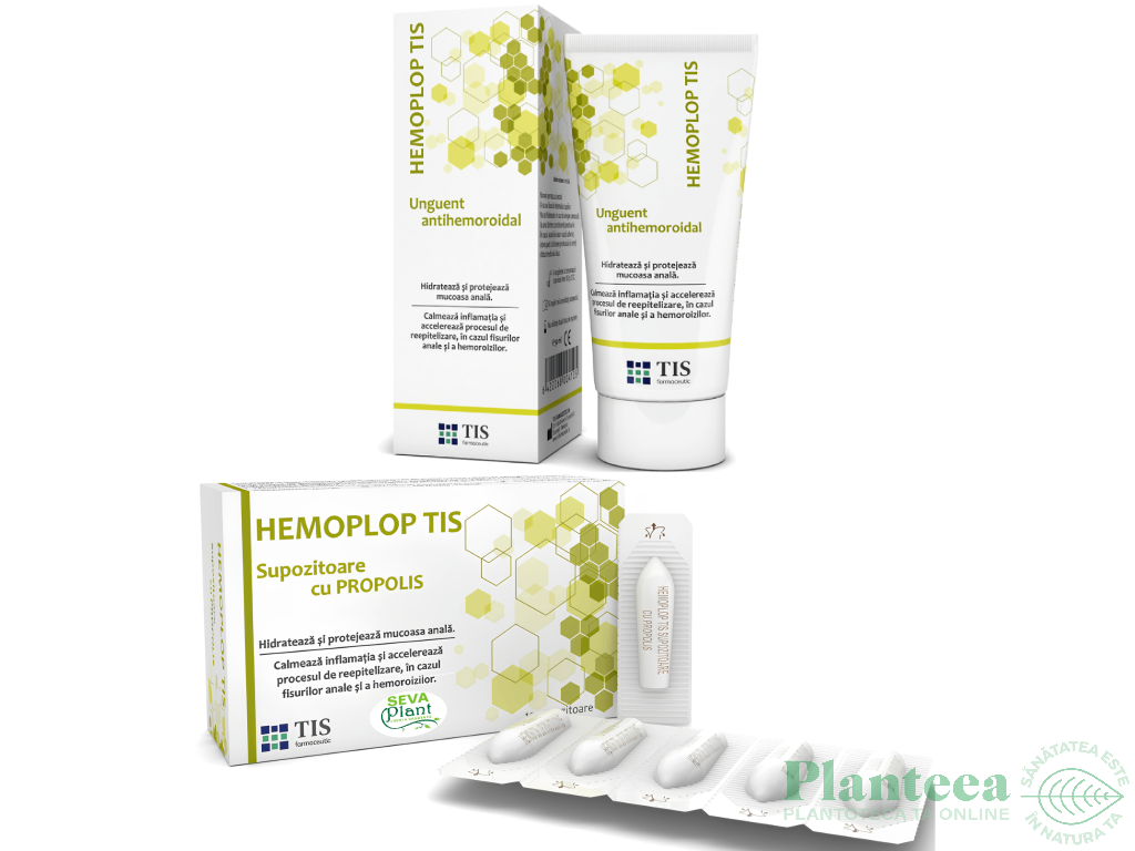 Kit antihemoroidal HemoPlop [Unguent 50ml + Supozitoare 10b] 2b - TIS