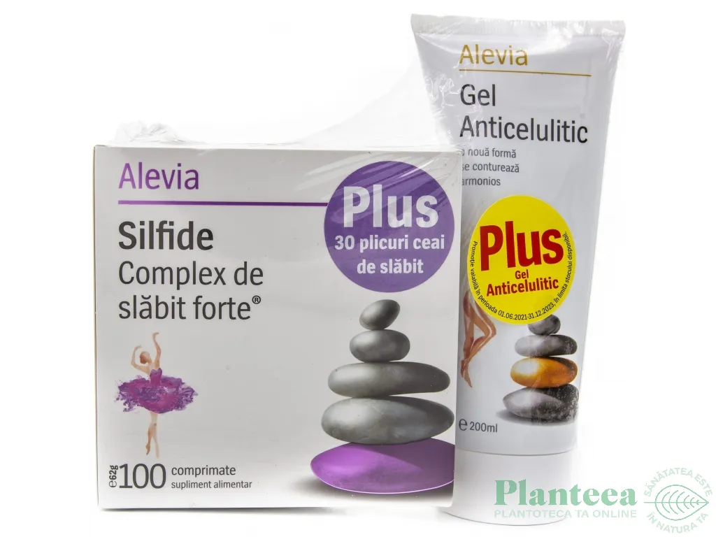 Kit slabit {Silfide 100cp+Ceai slabit 30dz+Gel anticelulitic 200ml} 3b - ALEVIA