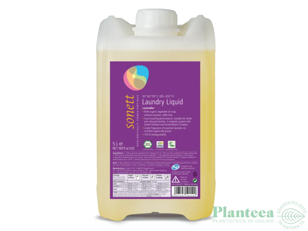 Detergent lichid rufe albe color lavanda 10L - SONETT