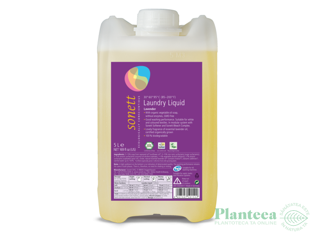 Detergent lichid rufe albe color lavanda 10L - SONETT