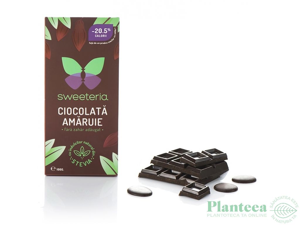 Ciocolata amaruie 70%cacao fara zahar 100g - SWEETERIA