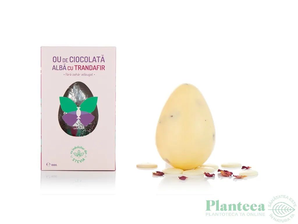 Ou ciocolata alba trandafiri fara zahar 100g - SWEETERIA